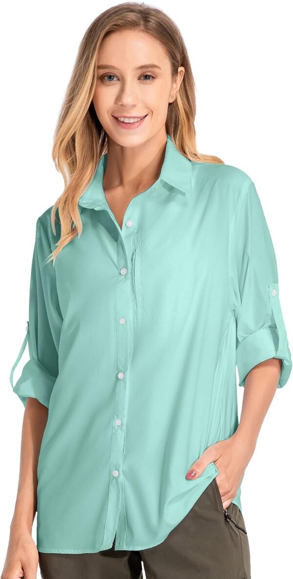 Women's UPF 50 Long Sleeve Sun Protection Shirts Quick Dry Outdoor Fishing Hiking Travel Shirt