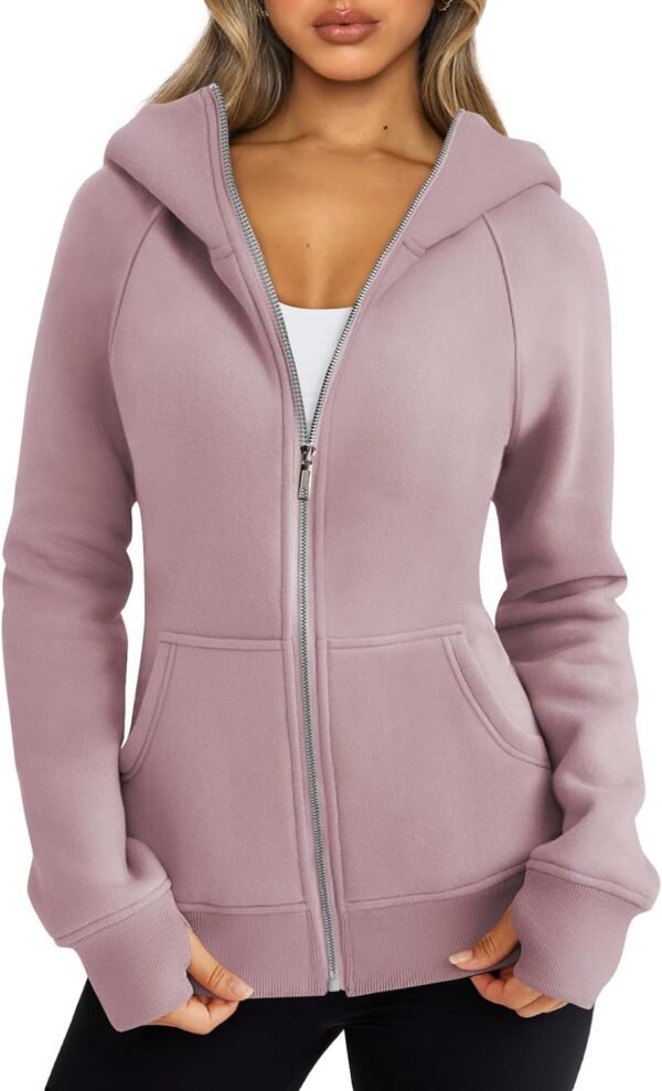 Trendy Queen Womens Zip Up Hoodies Fleece Jackets Sweatshirts Fall Outfits Sweaters With Pockets Winter Y2k Clothes