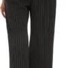 Women's Casual Striped High Waisted Wide Leg Pants Elastic Waist Loose Fit Trousers
