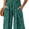 Dokotoo Women's Casual Loose Overalls Jumpsuits One Piece Sleeveless Printed Wide Leg Long Pant Rompers With Pockets
