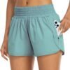 Athletic Shorts for Women with Pockets High Waist Running Workout Shorts Gym Yoga White Summer Shorts