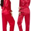 Pajamas Set Long Sleeve Sleepwear For Womens Button Down Nightwear Soft Pj Sets S-XL