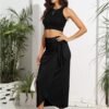 Women’s Maxi Skirt High Waist Wrap Pencil Long Skirts for Women Slim Boho Draped Front Bodycon Dresses