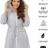 Rain Jacket for Women Waterproof with Hood Active Outdoor Long Rain Coats Packable Raincoat Lightweight Windbreaker