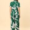 Womens Satin Floral Sleepwear Short Sleeves Button Down Tops with Pants Lounge Pajamas Sets