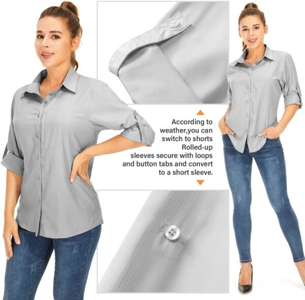 Women's Long Sleeve Safari Clothes UPF 50+ Hiking Fishing Shirts,Sun Protection Quick Dry Light Cooling Shirts