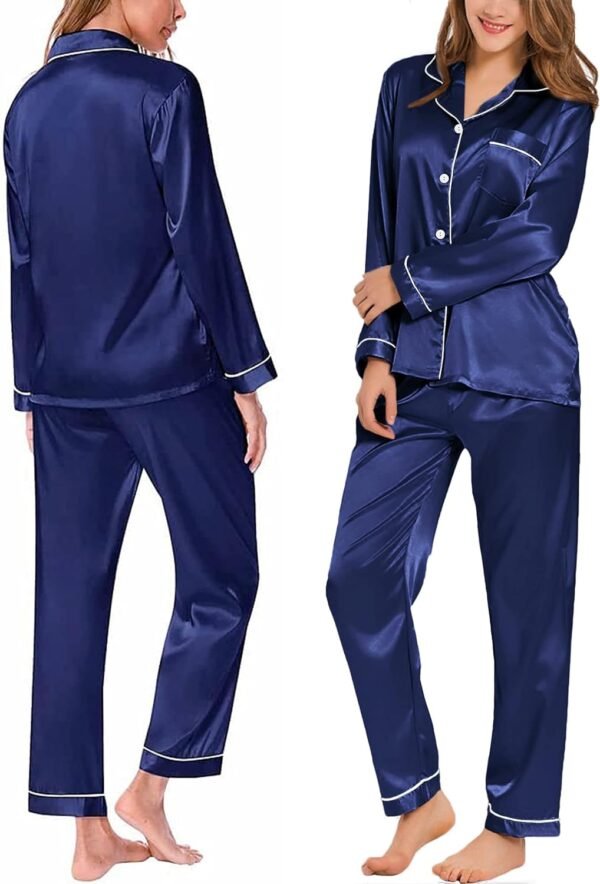 Pajamas Set Long Sleeve Sleepwear For Womens Button Down Nightwear Soft Pj Sets S-XL