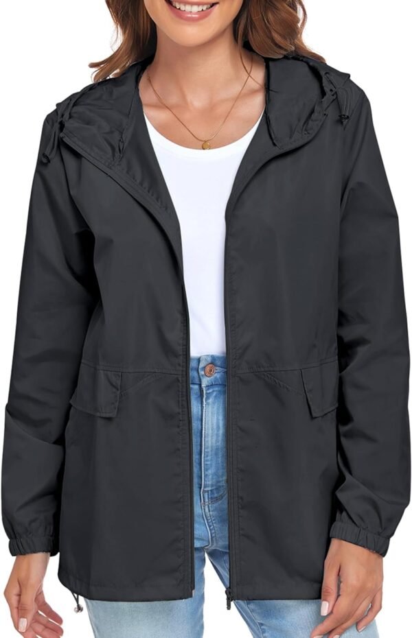 Women's Lightweight Raincoat Waterproof Packable Outdoor Windproof Hooded Active Rain Jacket S-XXL