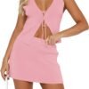 Women 2 Piece Sweater Skirts Outfits Set Tie Front Sleeveless Cami Tanks Slim Fit Bodycon Mini Skirt Sexy Dress Set