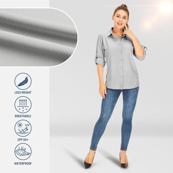 Women's Long Sleeve Safari Clothes UPF 50+ Hiking Fishing Shirts,Sun Protection Quick Dry Light Cooling Shirts