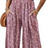 Dokotoo Women's Casual Loose Overalls Jumpsuits One Piece Sleeveless Printed Wide Leg Long Pant Rompers With Pockets