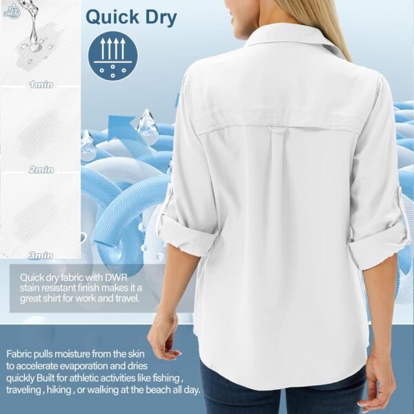 Women's UPF 50 Long Sleeve UV Sun Protection Safari Shirts Outdoor Quick Dry Fishing Hiking Travel Shirts