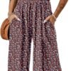Dokotoo Women's Casual Loose Overalls Jumpsuits One Piece Sleeveless Printed Wide Leg Long Pant Rompers With Pockets