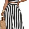 2 Piece Outfits for Women Casual Wide Leg Pants Set Outfits Sexy Front Crop Tops High Waist Jumpsuits Set