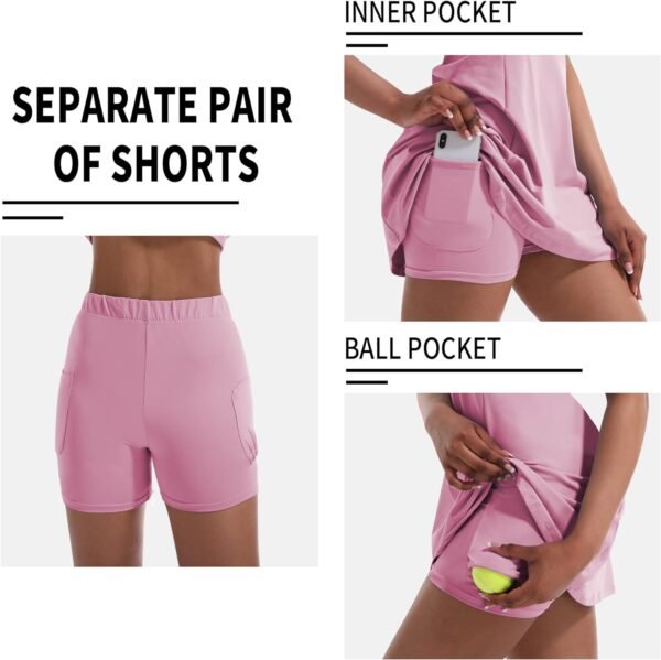 Tennis Dress for Women, Tennis Golf Dresses with Built in Shorts and Pockets for Sleeveless Workout Athletic Dresses