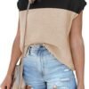 Womens Cap Sleeve Sweater Vest Summer Tops Sleeveless Tank Tops 2024 Trendy Spring Clothes Striped Short Sleeve Shirts
