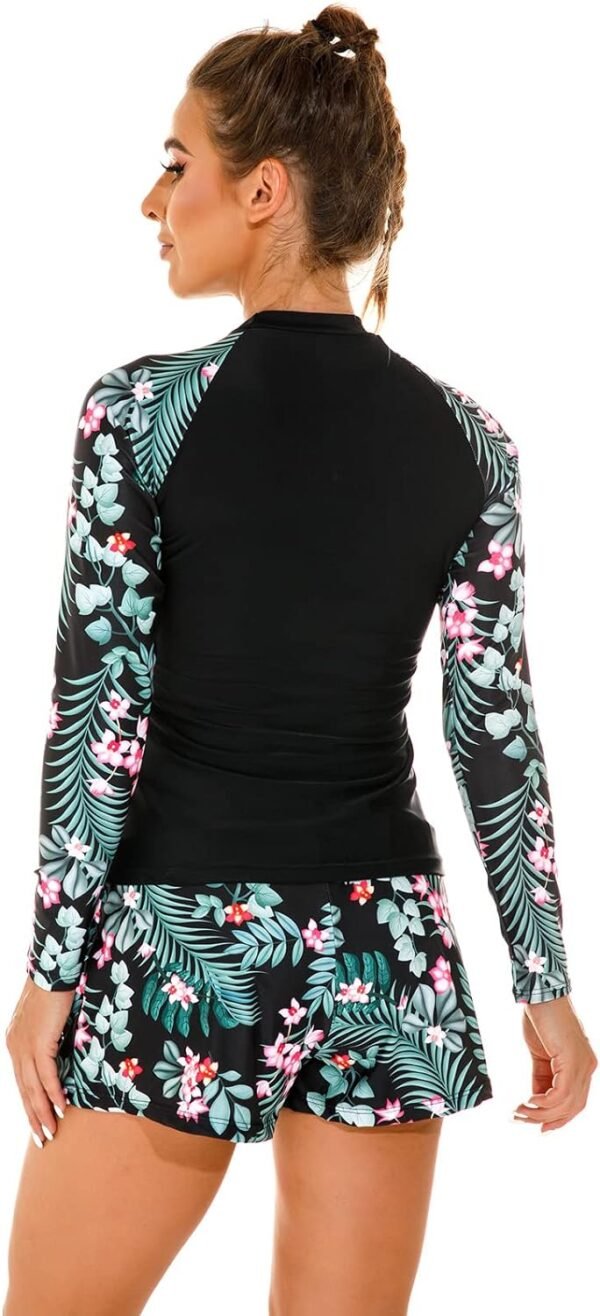 Women 2 Piece Rash Guard Long Sleeve Swimsuits Swim Shirt with Shorts Set Sun Protection UPF 50+ Surf Bathing Suits