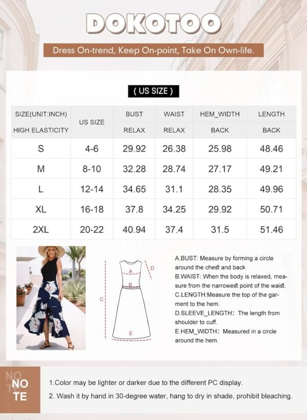 Dokotoo Women's Summer 2024 Maxi Dress Spaghetti Strap Spring Casual Boho Split Beach Long Flowy Dresses Trendy