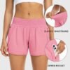 Athletic Shorts for Women with Pockets High Waist Running Workout Shorts Gym Yoga White Summer Shorts