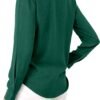 Womens Chiffon Blouses Button-Down Shirts Soft Tops Collared Casual Work Shirt XS-XXL