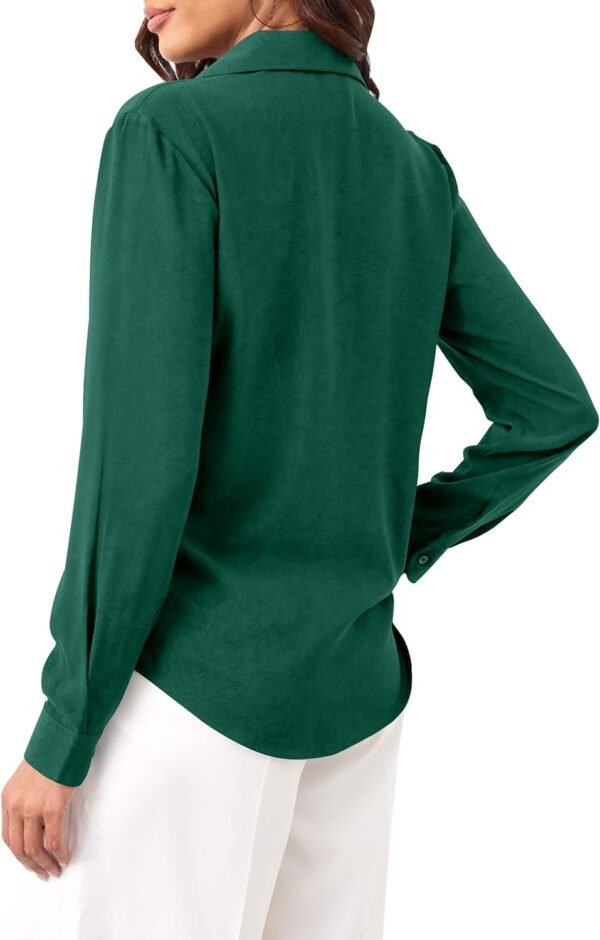 Womens Chiffon Blouses Button-Down Shirts Soft Tops Collared Casual Work Shirt XS-XXL