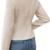 2024 Summer Cropped Collarless Blazer Lightweight Fully Lined Open Front Elegant Petite Work Office Jackets