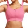 Adjustable High Impact Sports Bras for Women Zip Front Full Coverage and Lift Padded Compression Tops