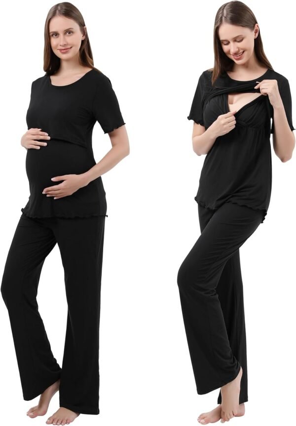 Women Maternity Nursing Pajama Sets Pregnant Lounge Sleepwear Breastfeeding PJs