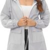 Rain Jacket for Women Waterproof with Hood Active Outdoor Long Rain Coats Packable Raincoat Lightweight Windbreaker