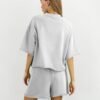 Women's 2 Piece Outfits Lounge Sets Crew Neck Short Sleeve Pullover Tops High Waisted Shorts Tracksuits