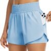 Womens High Waist Running Shorts Athletic Workout Quick Dry Shorts for Women with Pockets Gym Yoga White Summer Shorts