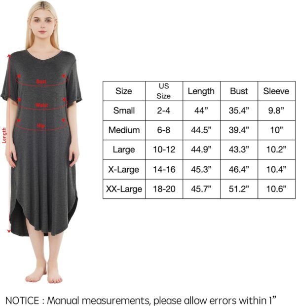 loungewear Womens Nightgown pajamas Bamboo Viscose Super Soft Short Sleeve sleepwear Nightdress Outdoor Wearable