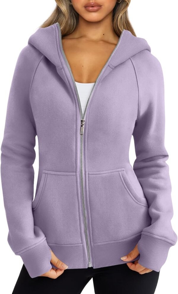 Trendy Queen Womens Zip Up Hoodies Fleece Jackets Sweatshirts Fall Outfits Sweaters With Pockets Winter Y2k Clothes
