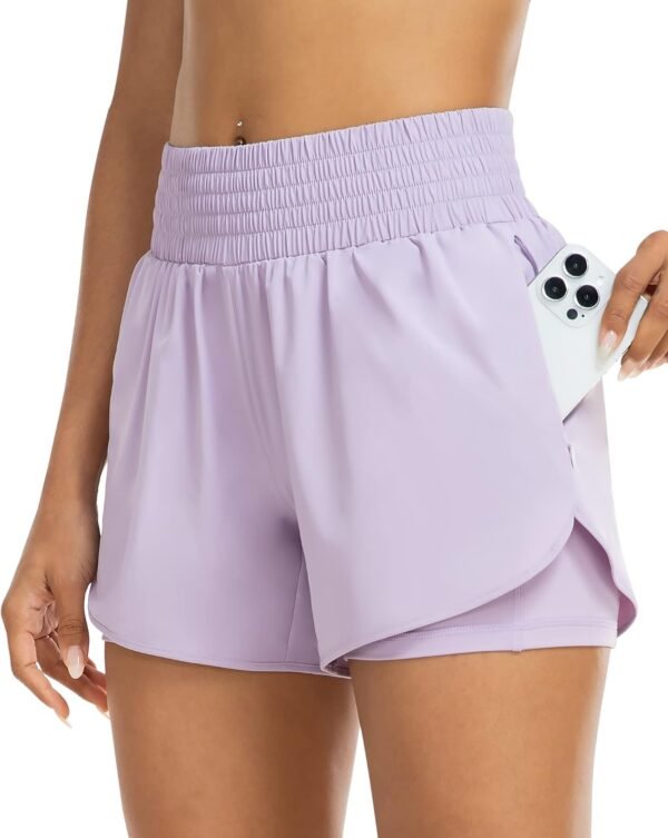 Womens High Waist Running Shorts Athletic Workout Quick Dry Shorts for Women with Pockets Gym Yoga White Summer Shorts
