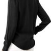 Womens Chiffon Blouses Button-Down Shirts Soft Tops Collared Casual Work Shirt XS-XXL
