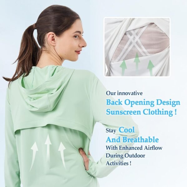 Sun Protection Clothing Women - Long Sleeve Zip Up Hoodie Women for Running, Athletic Hiking Jacket Sun Shirt