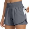 Womens High Waist Running Shorts Athletic Workout Quick Dry Shorts for Women with Pockets Gym Yoga White Summer Shorts