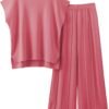 2 Piece Outfits for Women Sweater Sets Knit Vest Tops Elastic Waisted Pants
