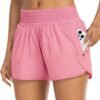 Athletic Shorts for Women with Pockets High Waist Running Workout Shorts Gym Yoga White Summer Shorts