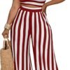 2 Piece Outfits for Women Casual Wide Leg Pants Set Outfits Sexy Front Crop Tops High Waist Jumpsuits Set