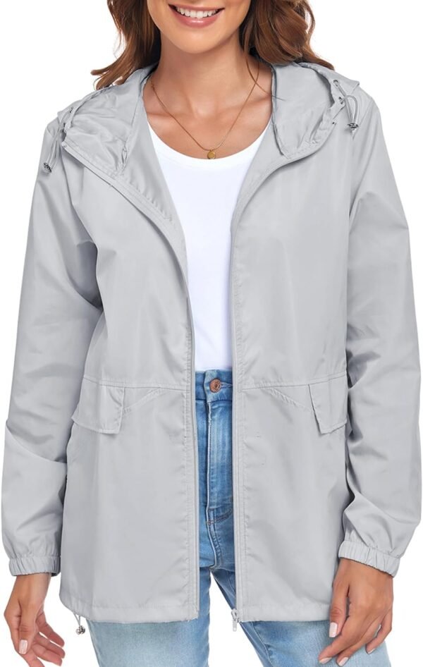 Women's Lightweight Raincoat Waterproof Packable Outdoor Windproof Hooded Active Rain Jacket S-XXL