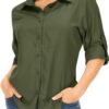 Women's Long Sleeve Safari Clothes UPF 50+ Hiking Fishing Shirts,Sun Protection Quick Dry Light Cooling Shirts