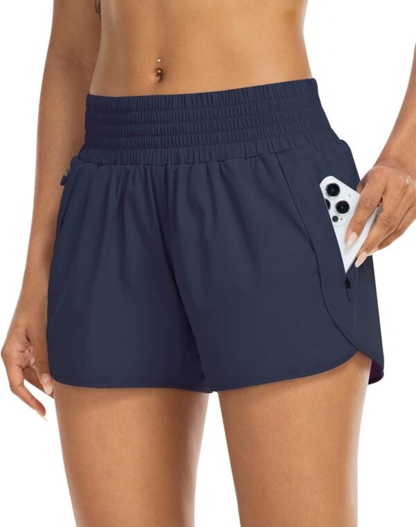 Athletic Shorts for Women with Pockets High Waist Running Workout Shorts Gym Yoga White Summer Shorts