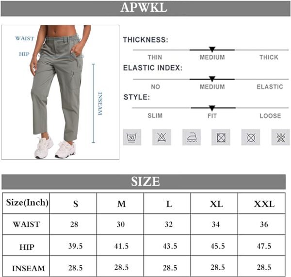 Women's Hiking Cargo Pants Lightweight Water Resistant Quick Dry Outdoor Athletic Pants with 4 Zipper Pockets