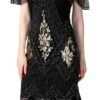 Women's 1920s Dress Sequin Art Deco Flapper Dress with Sleeve