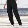 2 Pcs Women's Cargo Pants High Waisted Hiking Joggers Pants with Pockets Elastic Waist Casual Travel Pants