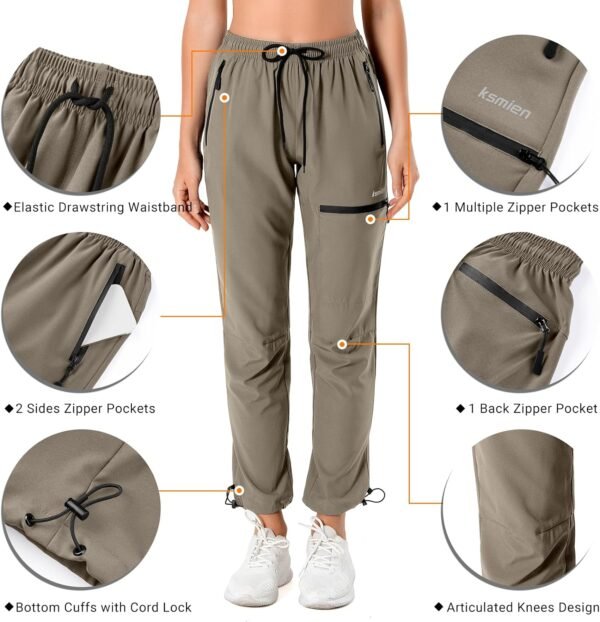 Women's Hiking Pants Quick Dry Lightweight Water Resistant Golf Athletic Travel Cargo Pants UPF 50 Zipper Pockets