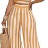 2 Piece Outfits for Women Casual Wide Leg Pants Set Outfits Sexy Front Crop Tops High Waist Jumpsuits Set