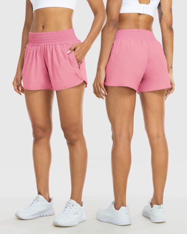 Athletic Shorts for Women with Pockets High Waist Running Workout Shorts Gym Yoga White Summer Shorts