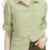 Womens Sun Protection Safari Shirt Quick Dry SPF 50 UV Lightweight Fishing Travel Hiking Outdoor Shirts with Zipper Pockets